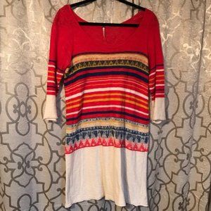 Free People 3/4 sleeve Knit Striped Pullover Dress